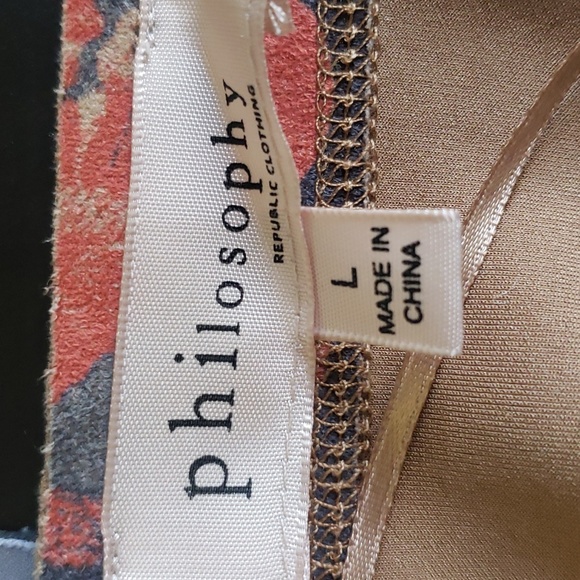 CT445 Philosophy Gray Lightweight Floral Open Cardigan L - Picture 7 of 9